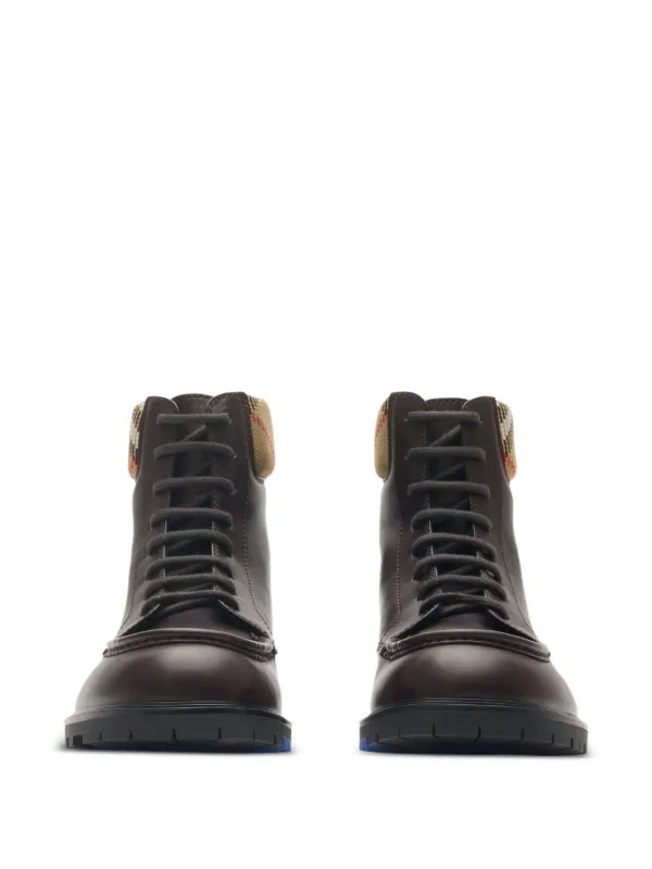 Burberry Rogue Leather Combat Boots | Brown | FARFETCH