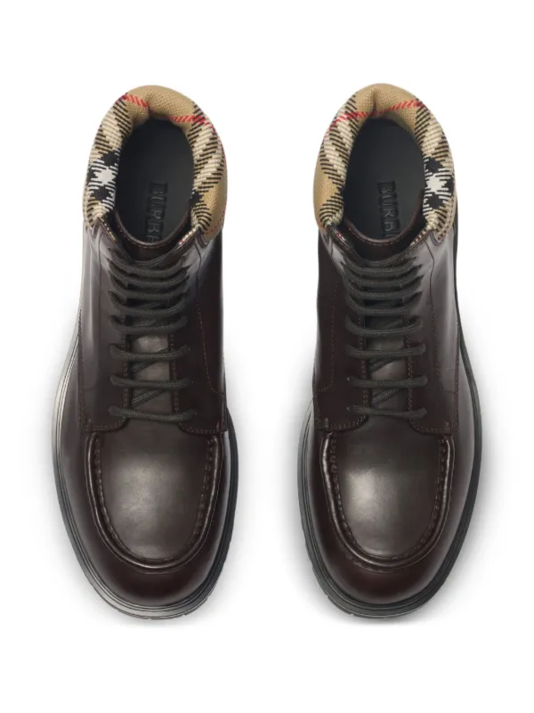 Burberry Rogue Leather Combat Boots | Brown | FARFETCH