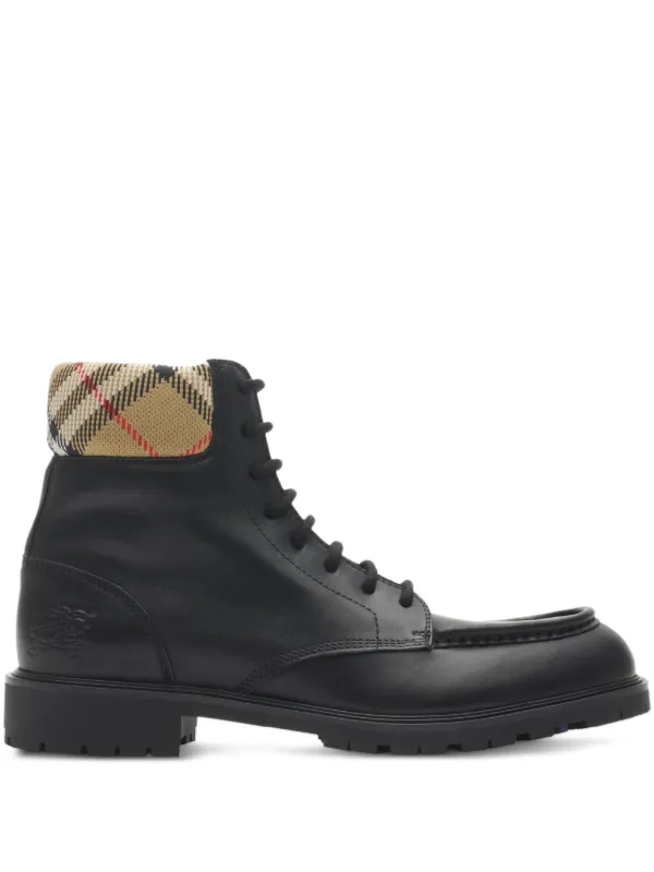 Burberry Combat Rogue Leather Boots in Brown