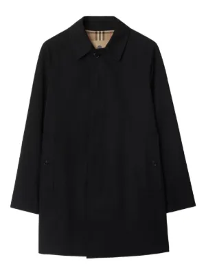 Burberry pointed-collar Gabardine Coat | Black | FARFETCH