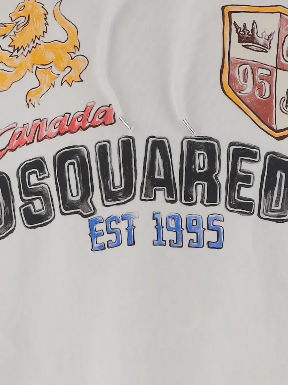 Dsquared2 Cotton Sweatshirt With Adjustable Hood And Logo Print In White
