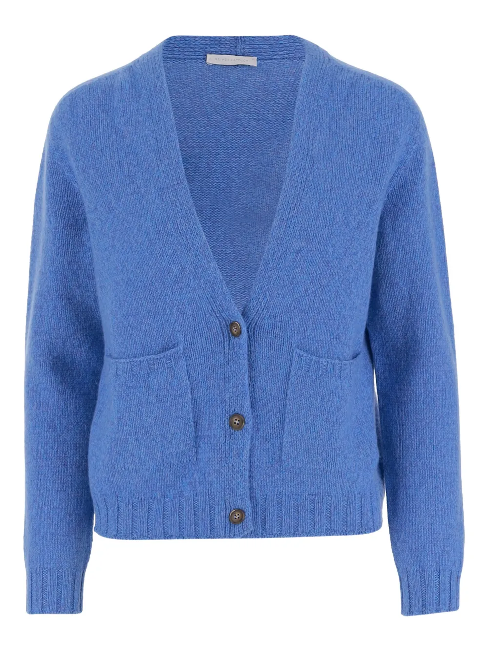 OLIVER LATTUGHI v-neck ribbed cardigan - ブルー OLIVER LATTUGHI v-neck ribbed cardigan - ブルー