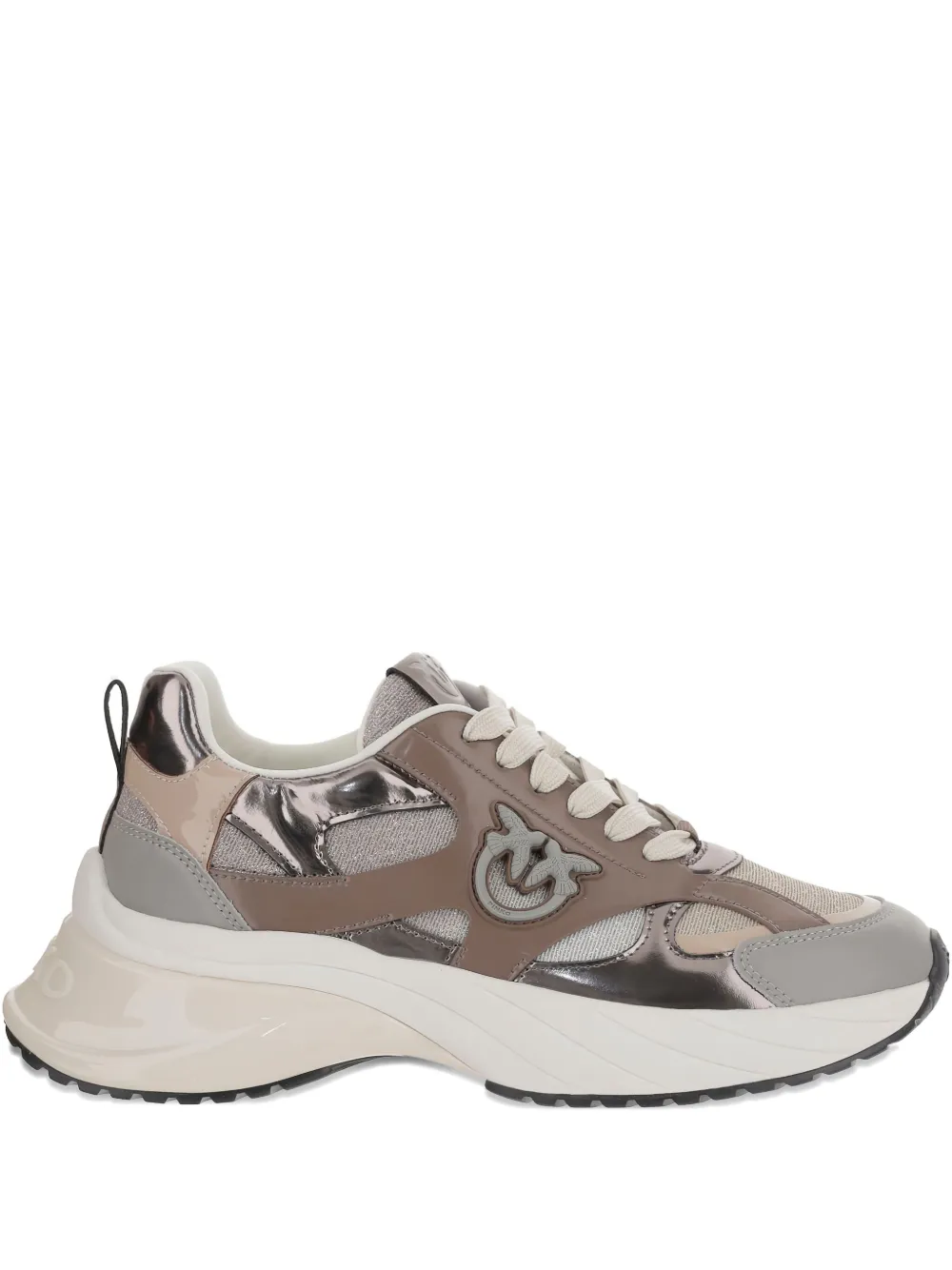 PINKO metallic-panel lace-up sneakers Brown