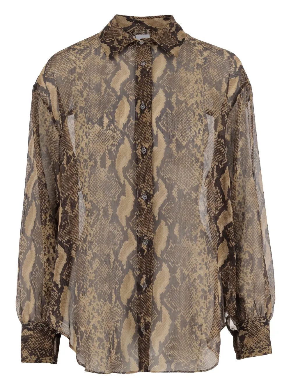 Aspesi Python-print Buttoned Shirt In Brown