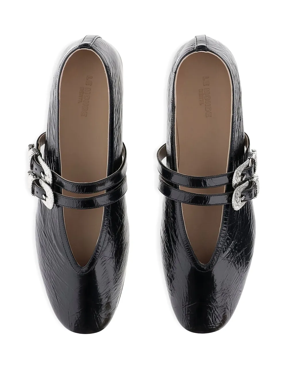 Le Monde Beryl buckle-detail leather flats Black