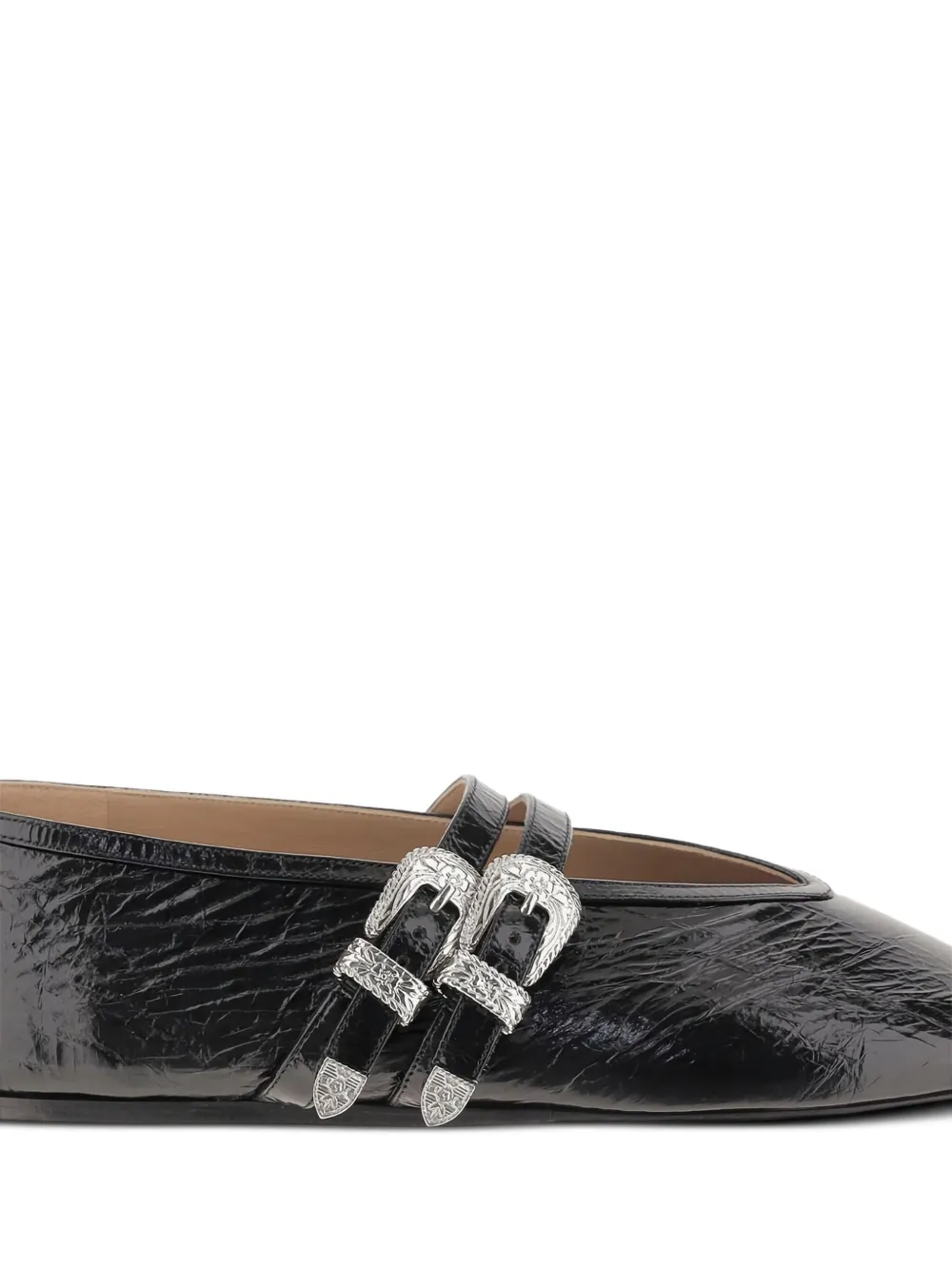 Le Monde Beryl buckle-detail leather flats Black