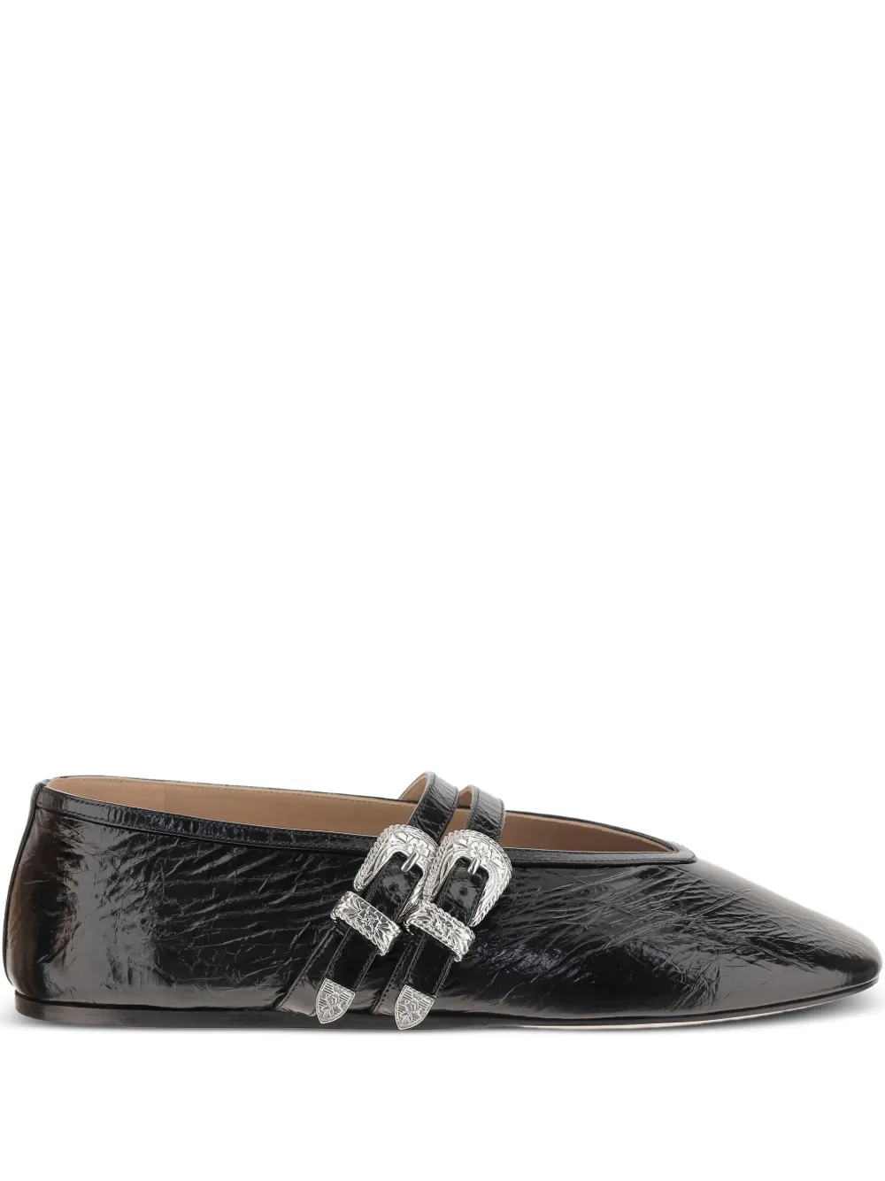 Le Monde Beryl buckle-detail leather flats Black