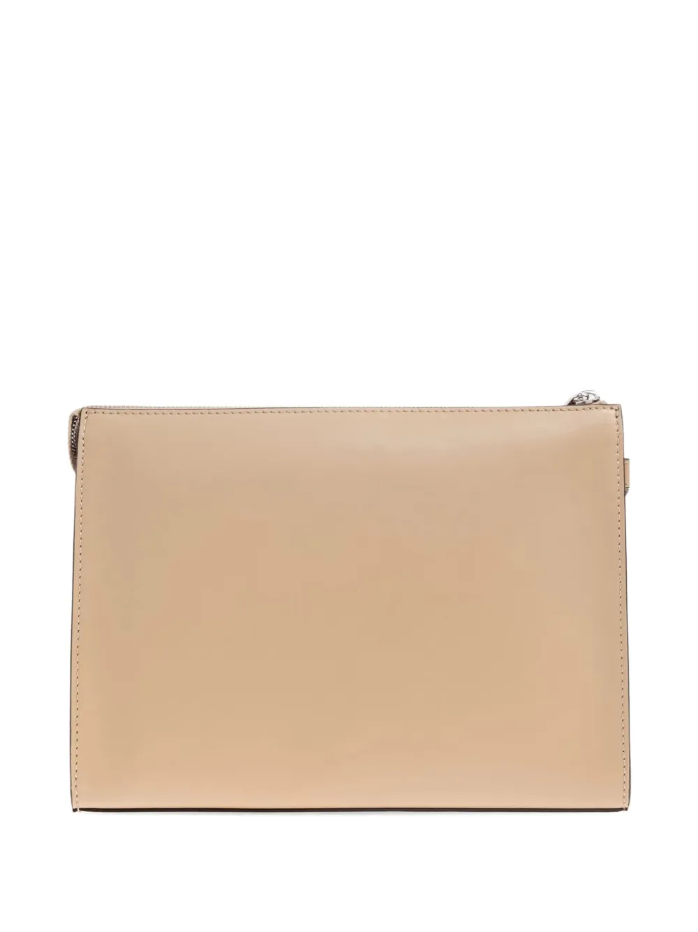FENDI Leren clutch met FF-applicatie Beige