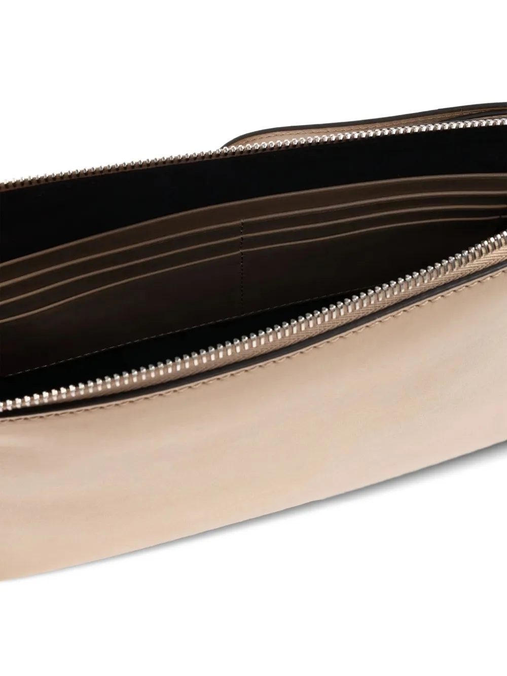 FENDI Leren clutch met FF-applicatie Beige