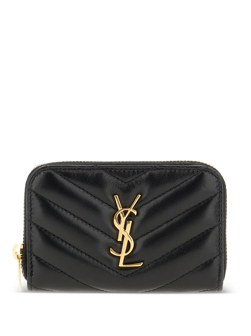 Saint Laurent Cassandre quilted-leather zip wallet Zwart