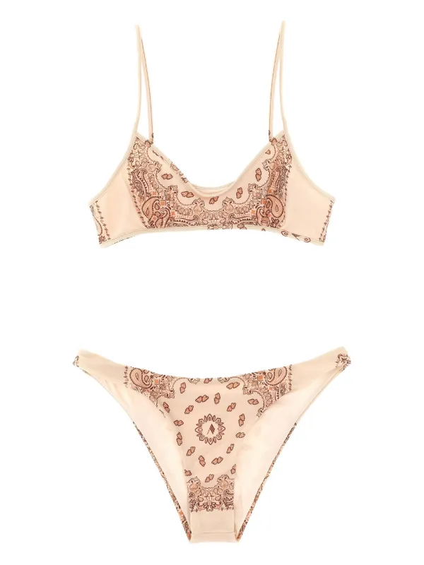 【関税込み】The Attico ピンク ペイズリー ビキニ The Attico paisley-print Bikini Set | Red | FARFETCH