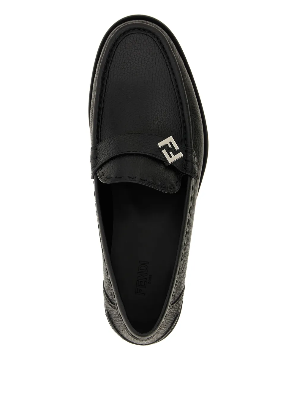 FENDI FF metal leather loafers Black