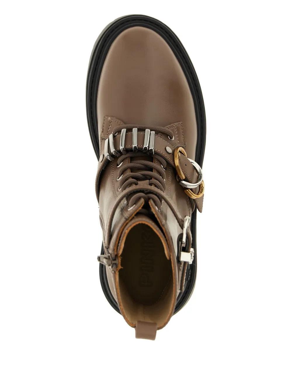 PINKO buckle-strap lace-up boots Brown