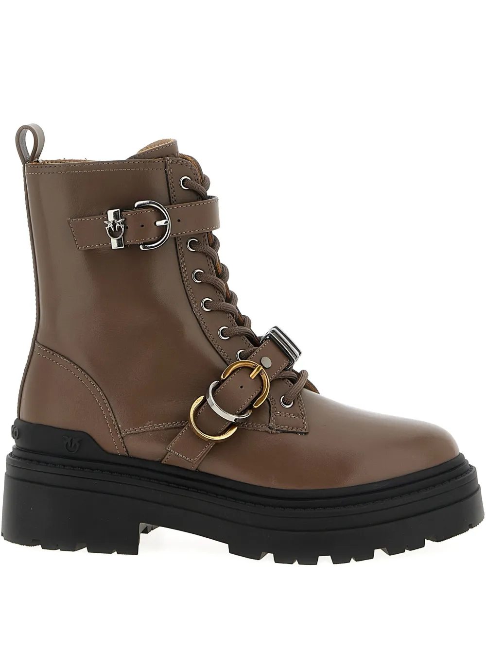 PINKO buckle-strap lace-up boots Brown