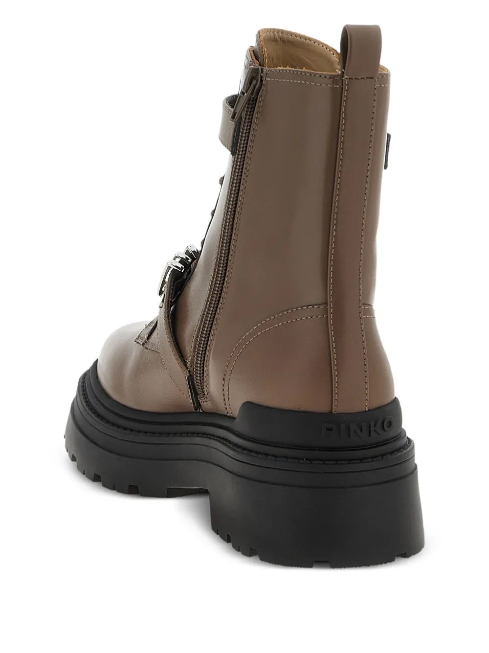 PINKO buckle-strap lace-up boots Brown