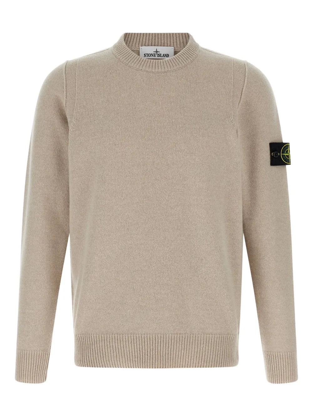 Stone Island Trui met ronde hals en logopatch Beige