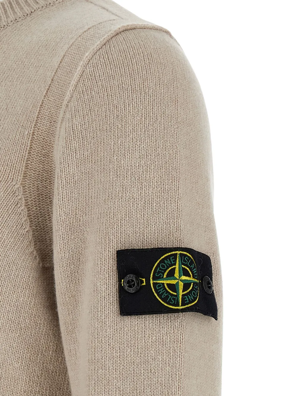Stone Island Trui met ronde hals en logopatch Beige