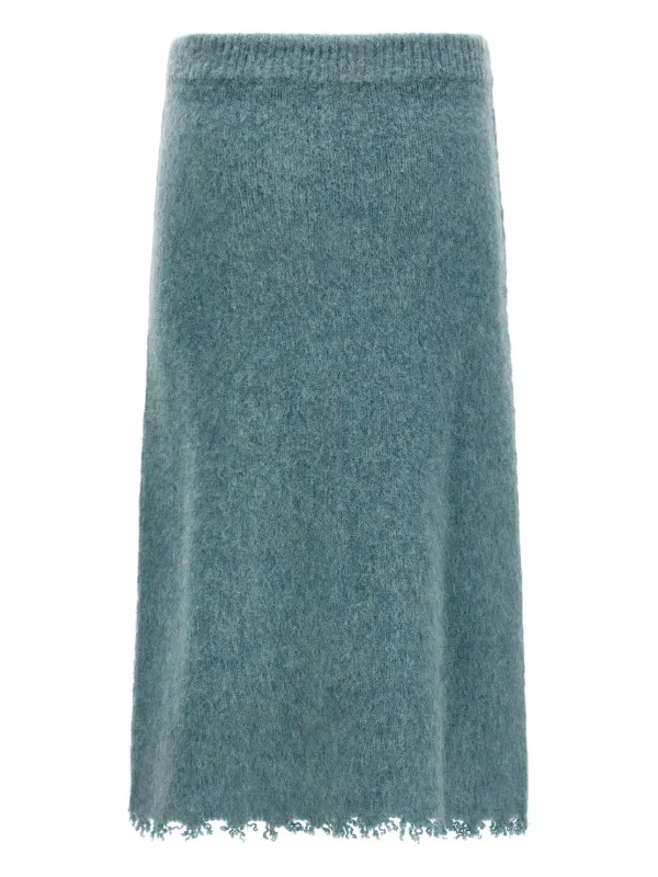 Jil Sander Elastic-waistband Knitted Midi Skirt in Blue