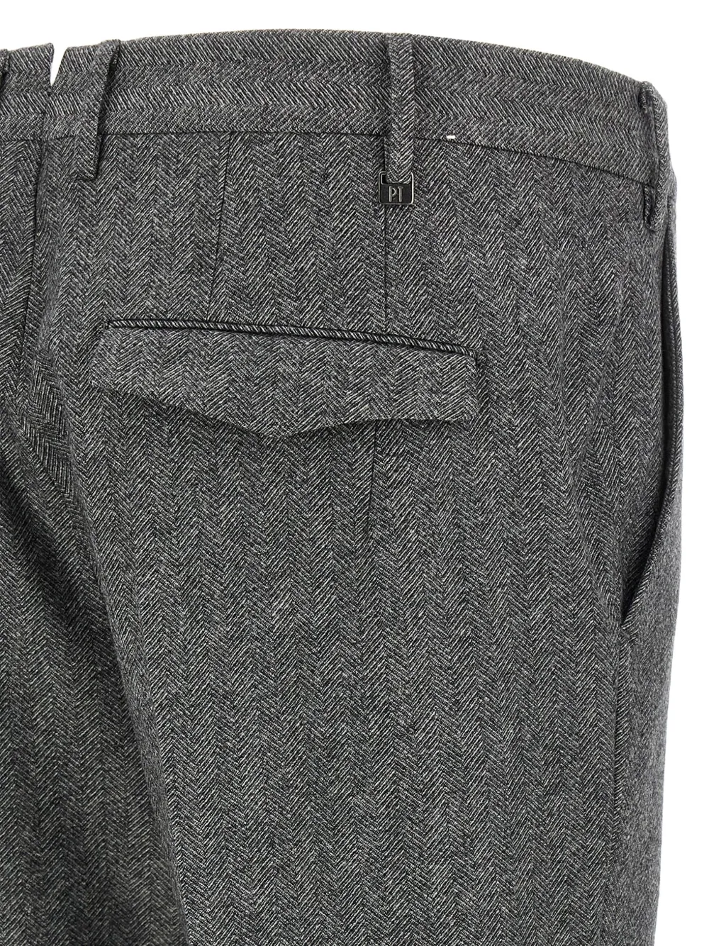 PT Torino herringbone cuffed trousers Grijs