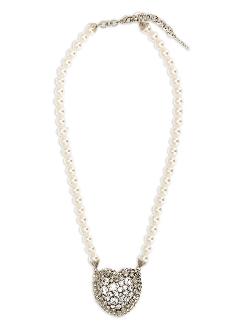 Alessandra Rich crystal-embellished heart necklace | Neutrals | Image 1