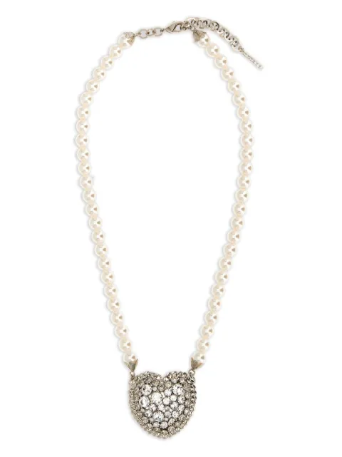 Alessandra Rich crystal-embellished heart necklace