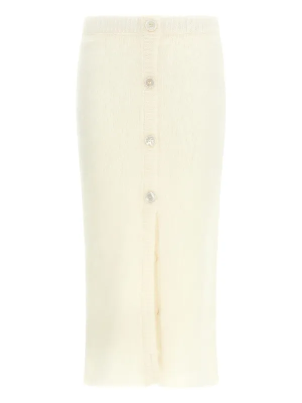 Alessandra Rich Carded Mohair-blend Midi Skirt in Neutrals