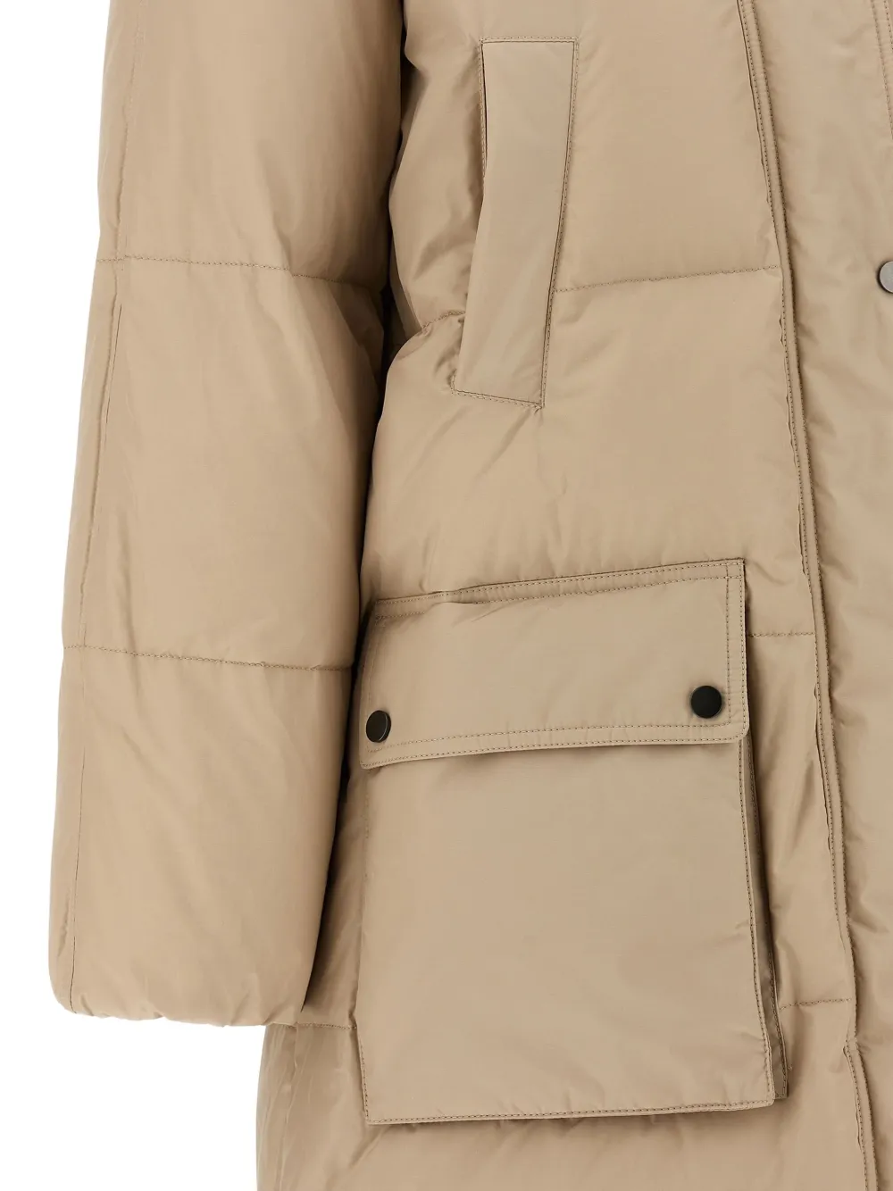 Brunello Cucinelli Gewatteerde donsjas met capuchon Beige