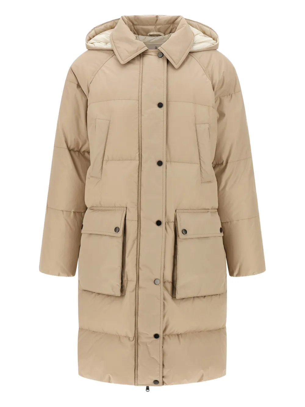 Brunello Cucinelli Quilted Hooded Down Coat In Neutral