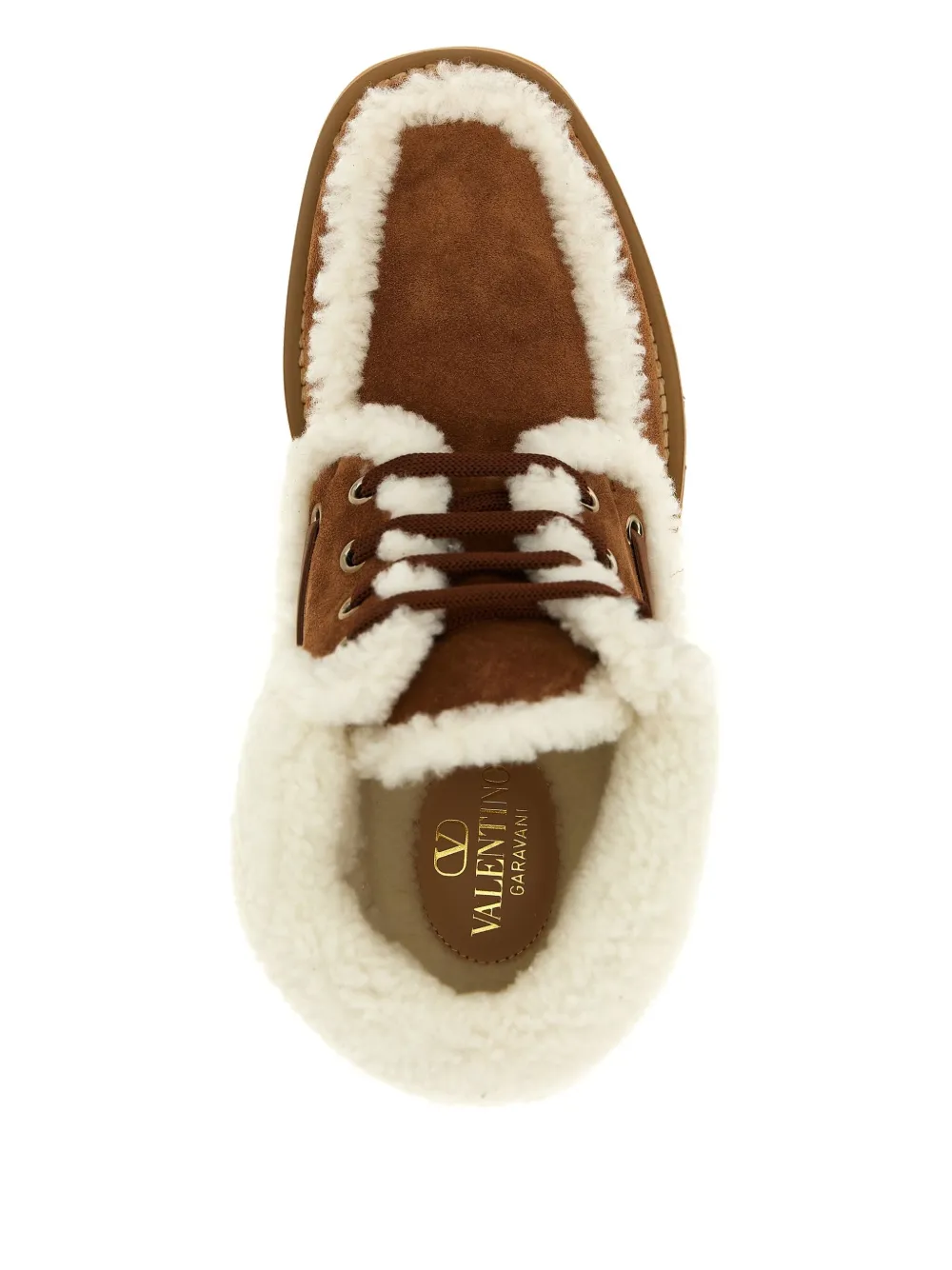 Valentino Garavani VLogo-detail lace-up leather boots Brown