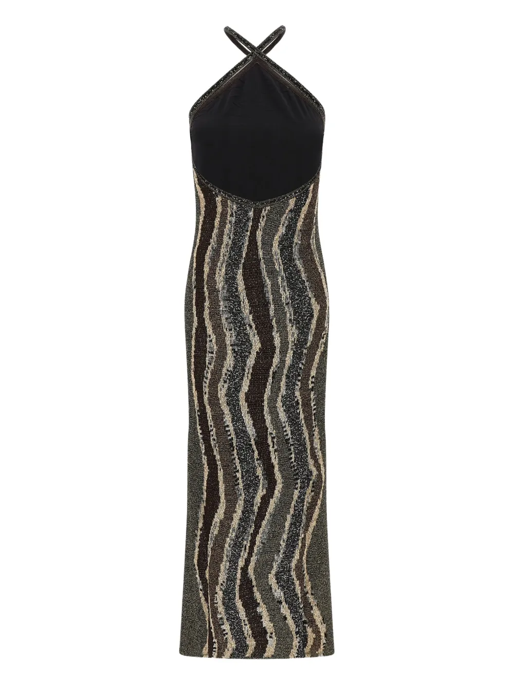 Missoni wave-pattern halterneck maxi dress - Bruin