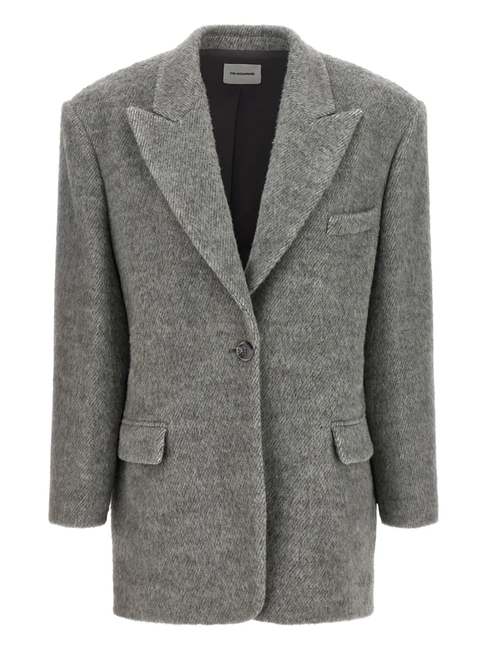 The Andamane Padded-shoulder Peak-lapel Blazer In Gray