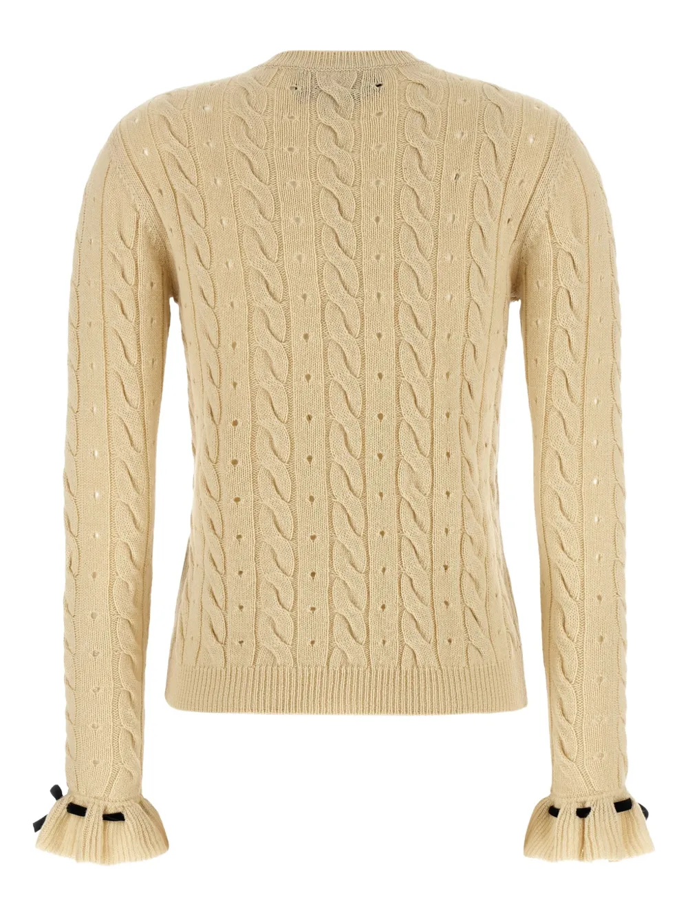 Valentino Garavani Kabelgebreide trui verfraaid met strik Beige