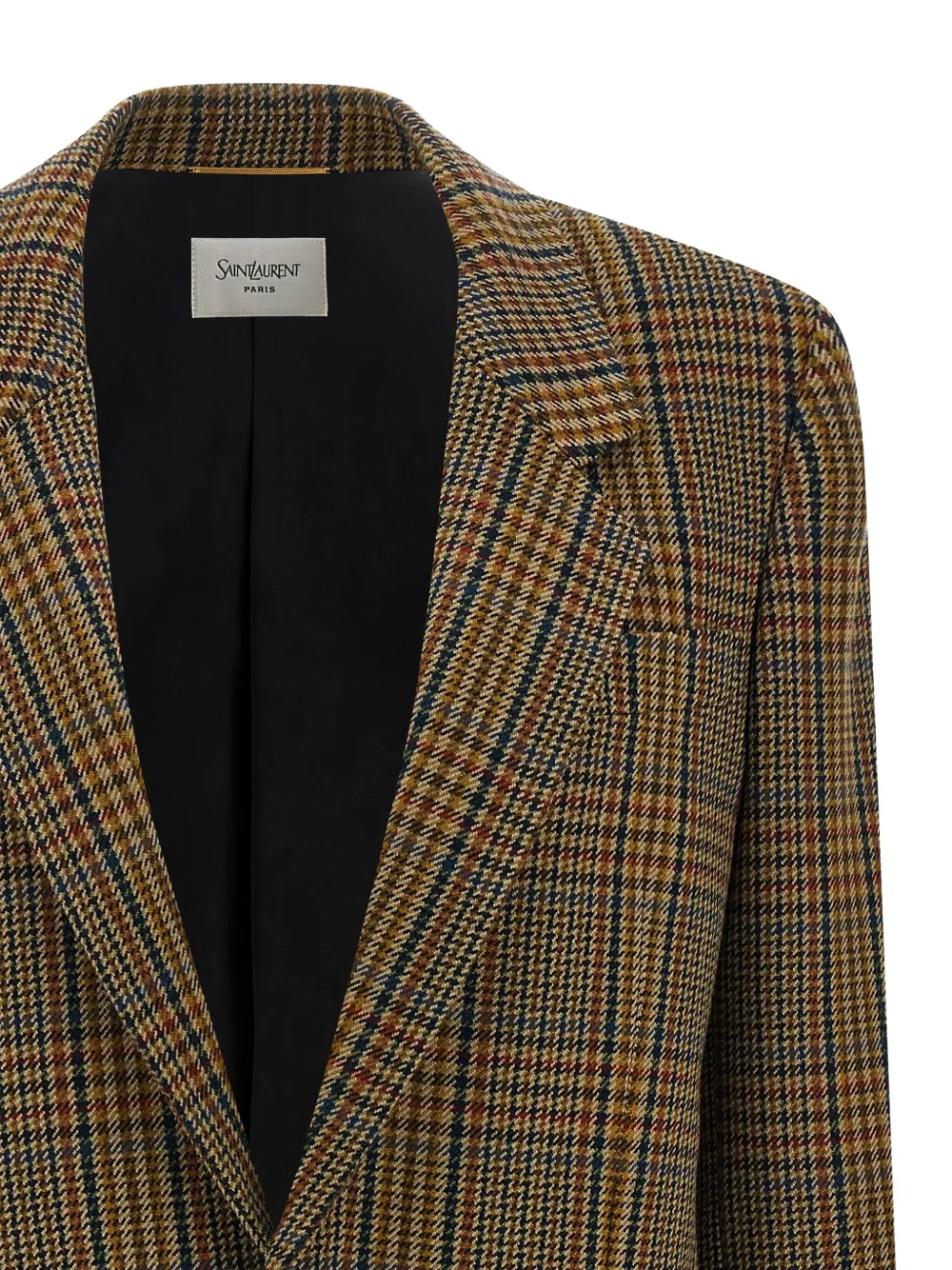 Saint Laurent Prince of Wales geruite blazer Bruin