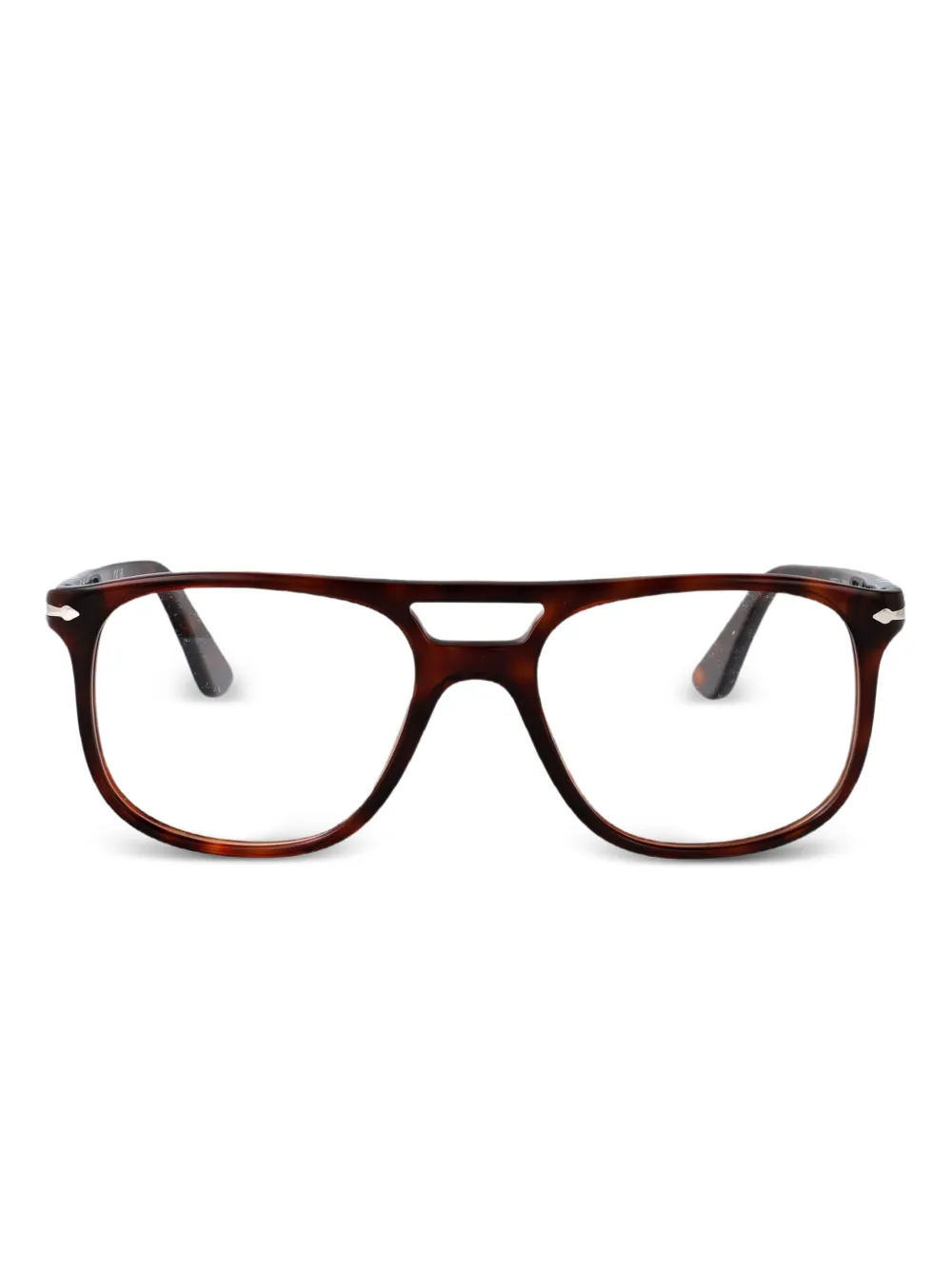 Persol double-bridge rectangle glasses | Brown | Image 1