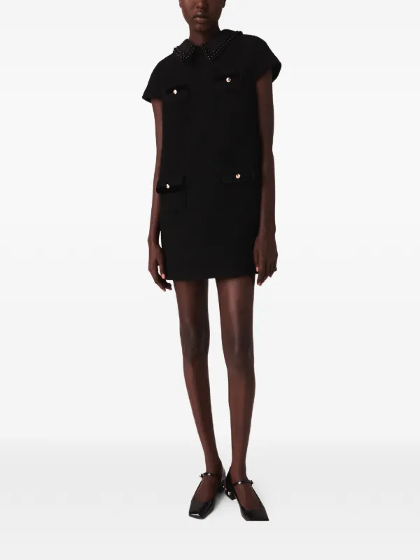 Maje beaded-collar four-pocket Mini Dress | Black | FARFETCH JO
