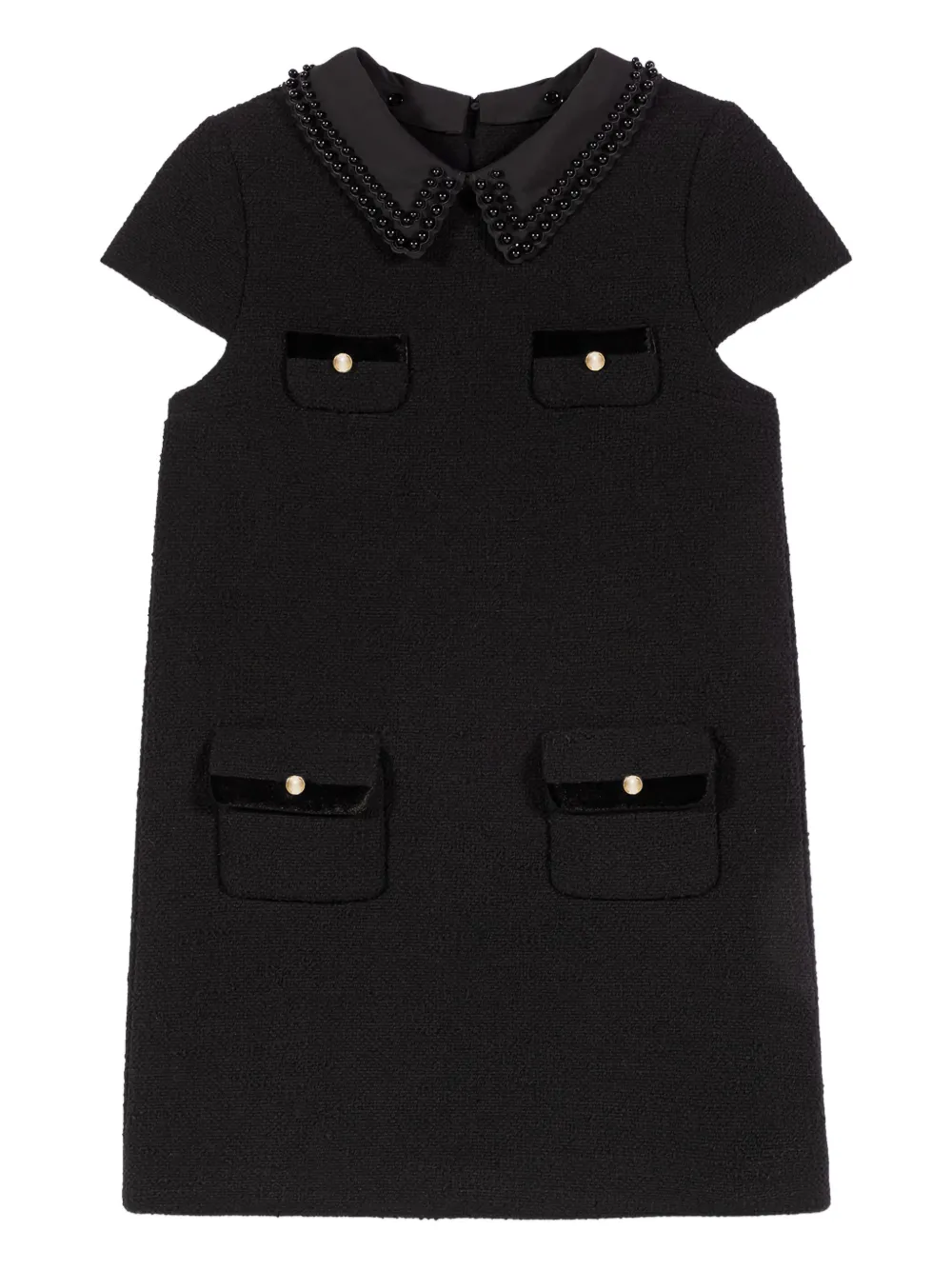 Maje beaded-collar four-pocket mini dress - Nero
