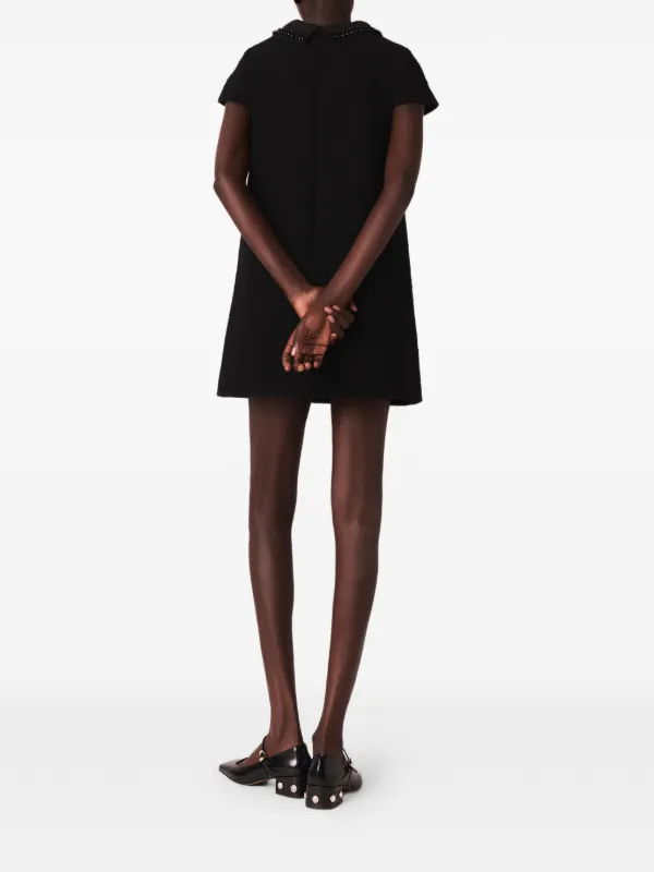 Maje beaded-collar four-pocket Mini Dress | Black | FARFETCH JO