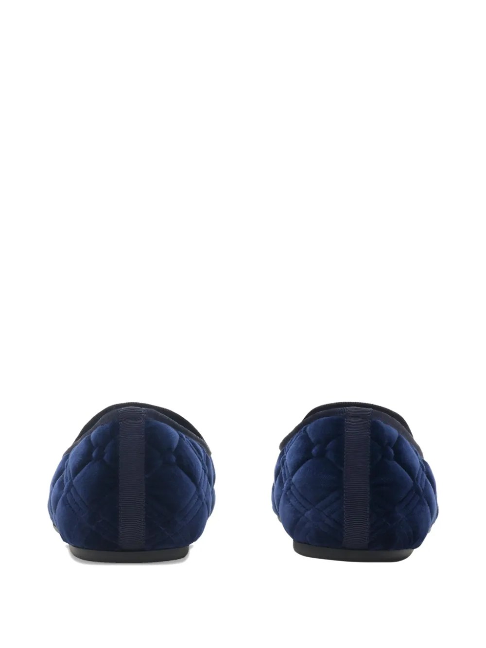 Burberry Velvet Quilted Estate Slippers In Blue