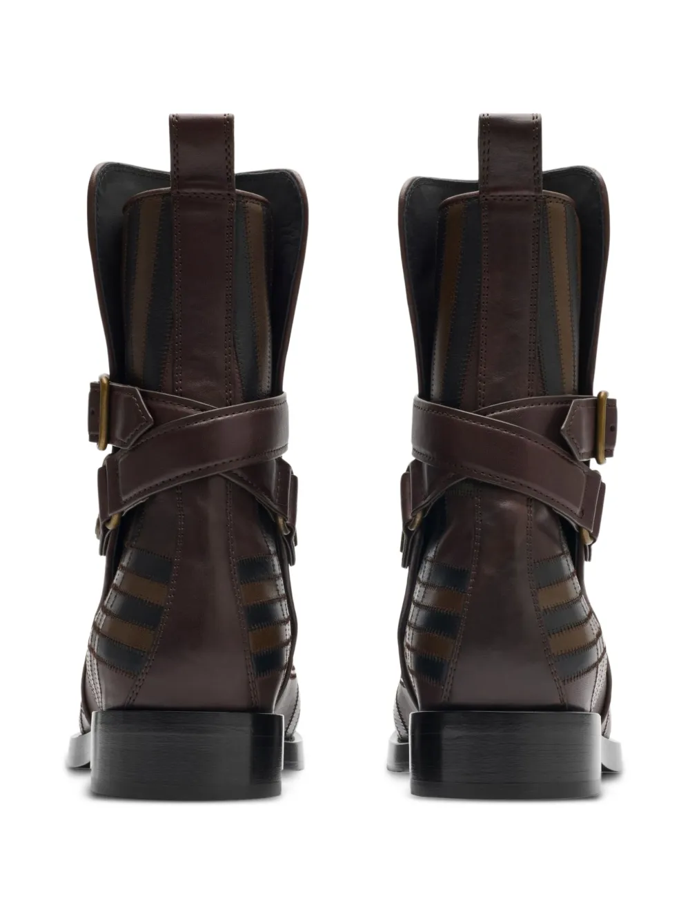 Burberry check leather boots Brown