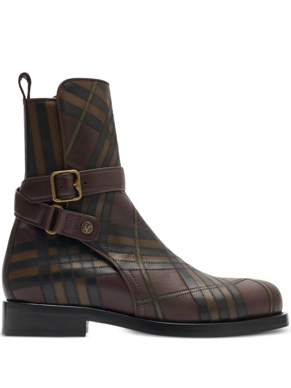Burberry check leather boots Brown