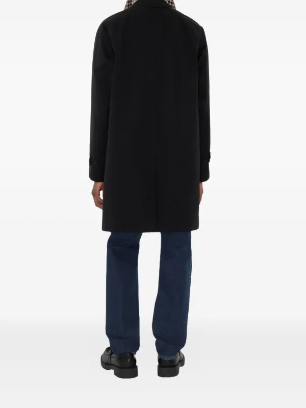 Burberry raglan-sleeve Button Trench Coat | Black | FARFETCH