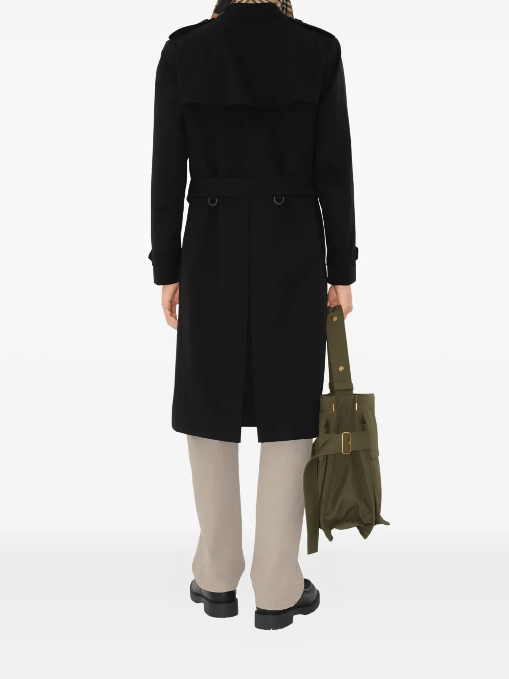 Burberry Trenchcoat met dubbele rij knopen en ceintuur Zwart