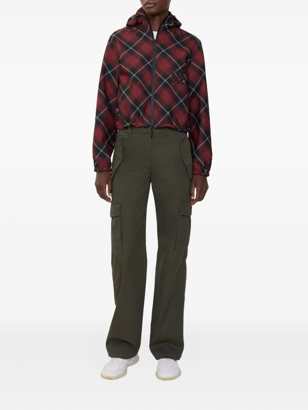Burberry Check-pattern Hooded Jacket In Red