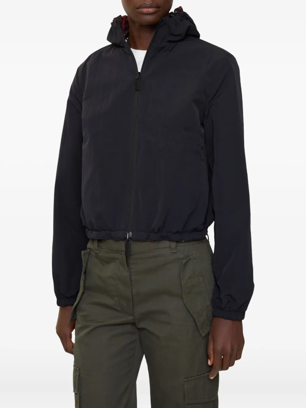 Burberry Check-pattern Hooded Jacket In Red