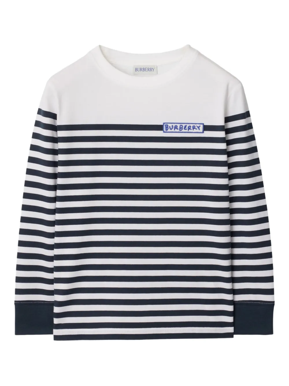 Burberry Kids Top a righe con logo - Bianco