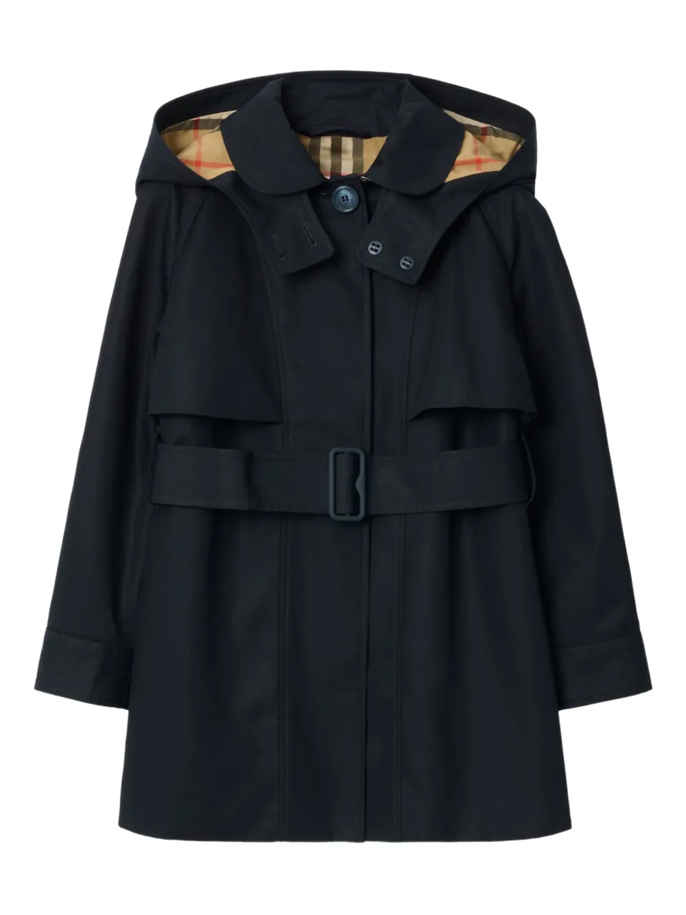 Burberry Kids hooded belted trench coat | Black | Image 1
