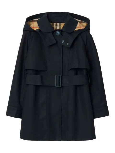 Burberry Kids hooded belted trench coat