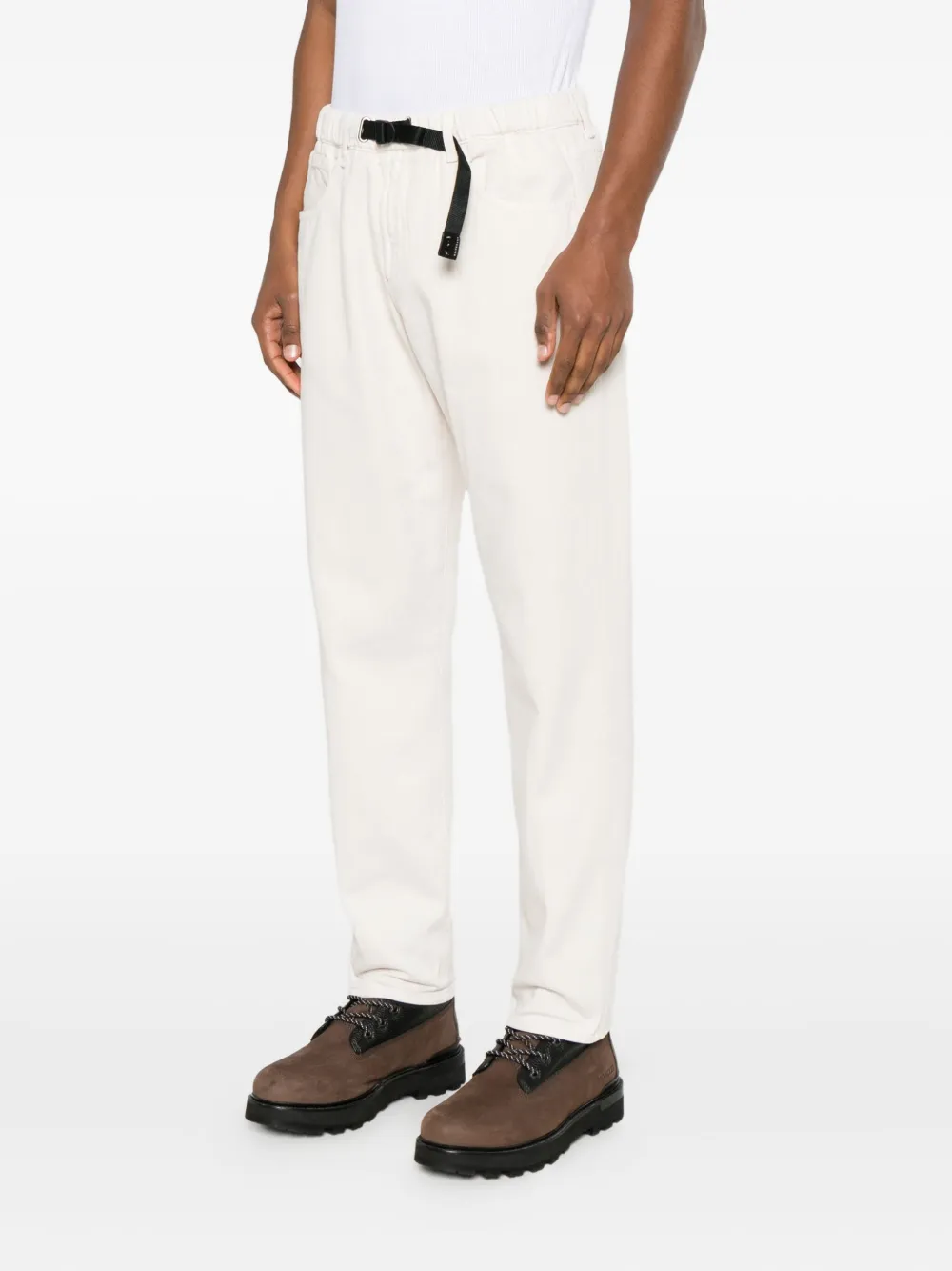 White Sand Buckle Trousers In White
