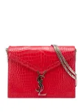 Saint Laurent Pre-Owned 2019 Croc Embossed Leather Monogram Cassandra Clasp Bag crossbody bag - Red