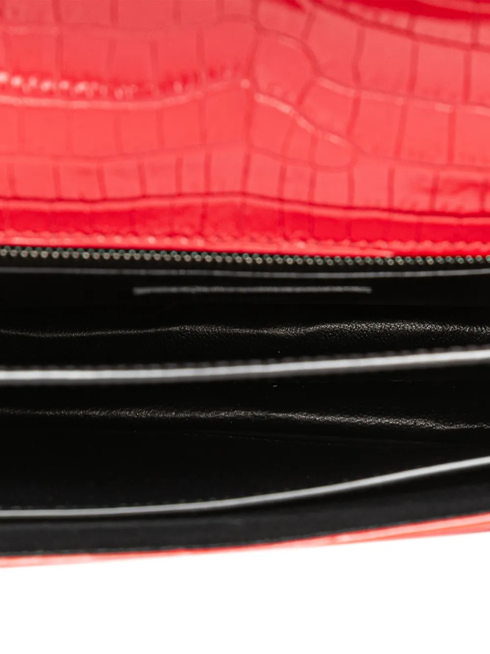 Pre-owned Saint Laurent 2019 Croc Embossed Leather Monogram Cassandra Clasp Bag Crossbody Bag In Red